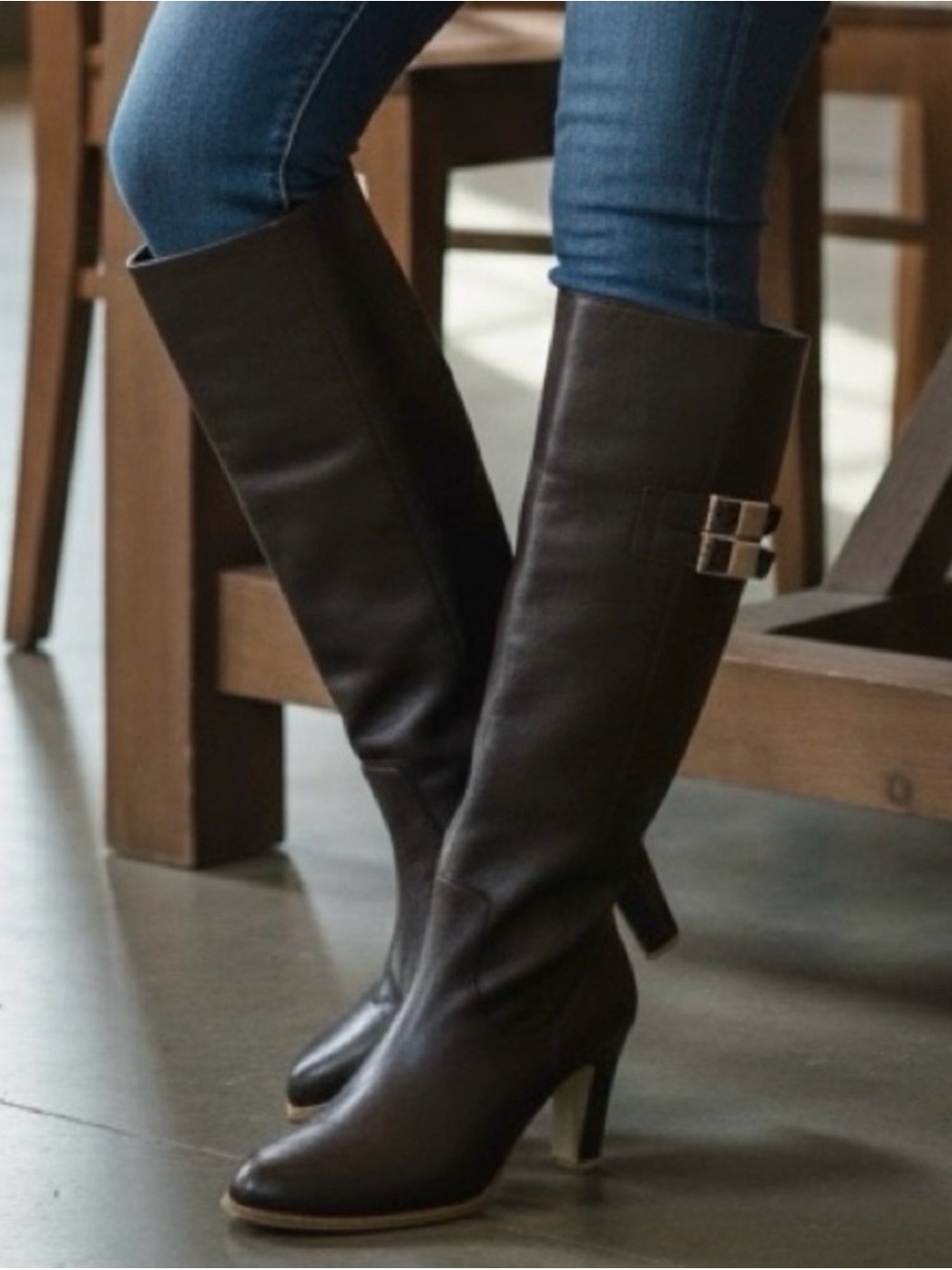 BCBG MazAzaria Brown Leather Knee-High Boots NWOT